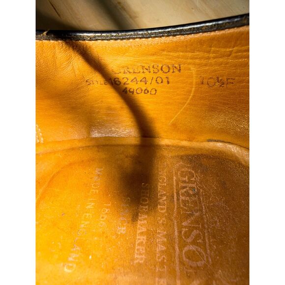 Grenson England Tom Black Leather Brogue Dress Shoes Men\'s Size 10.5 - READ main image 6